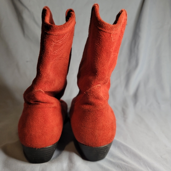 Women's Red suede Leather cowgirl boots - Picture 5 of 15